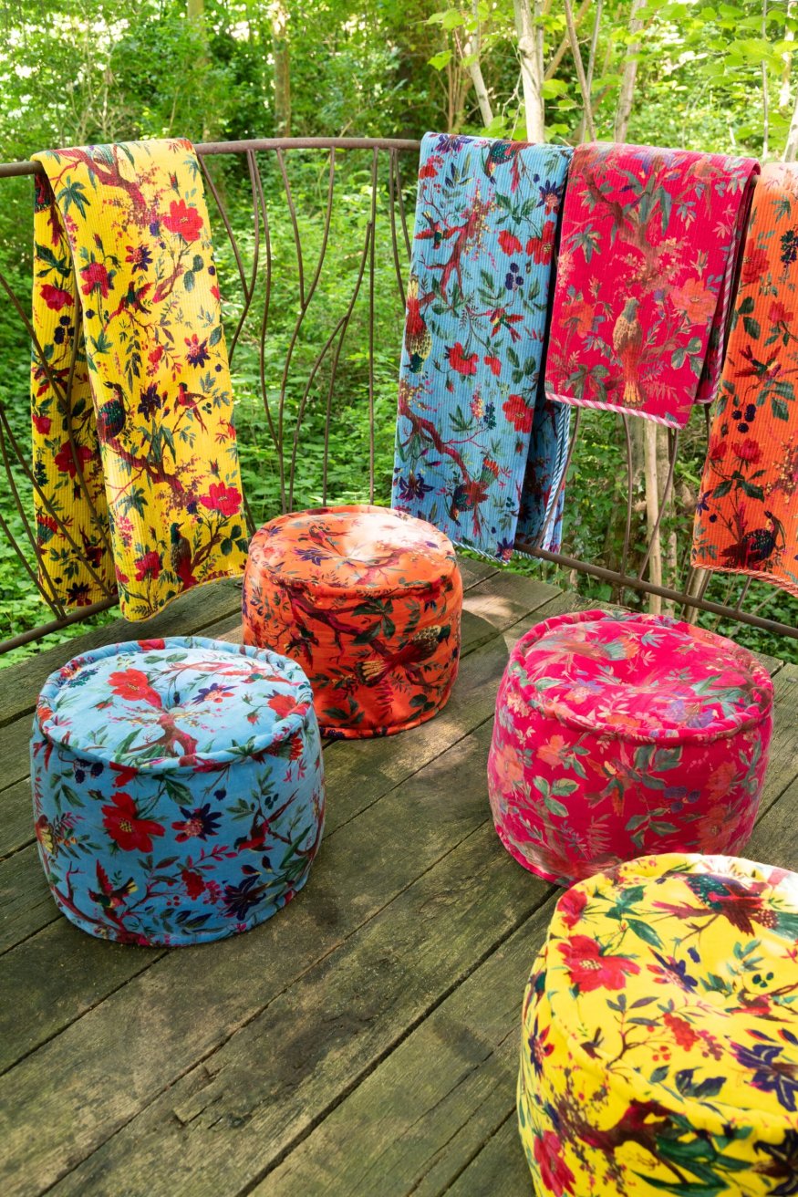 Poef Haudy Katoen Blauw - Afbeelding 3