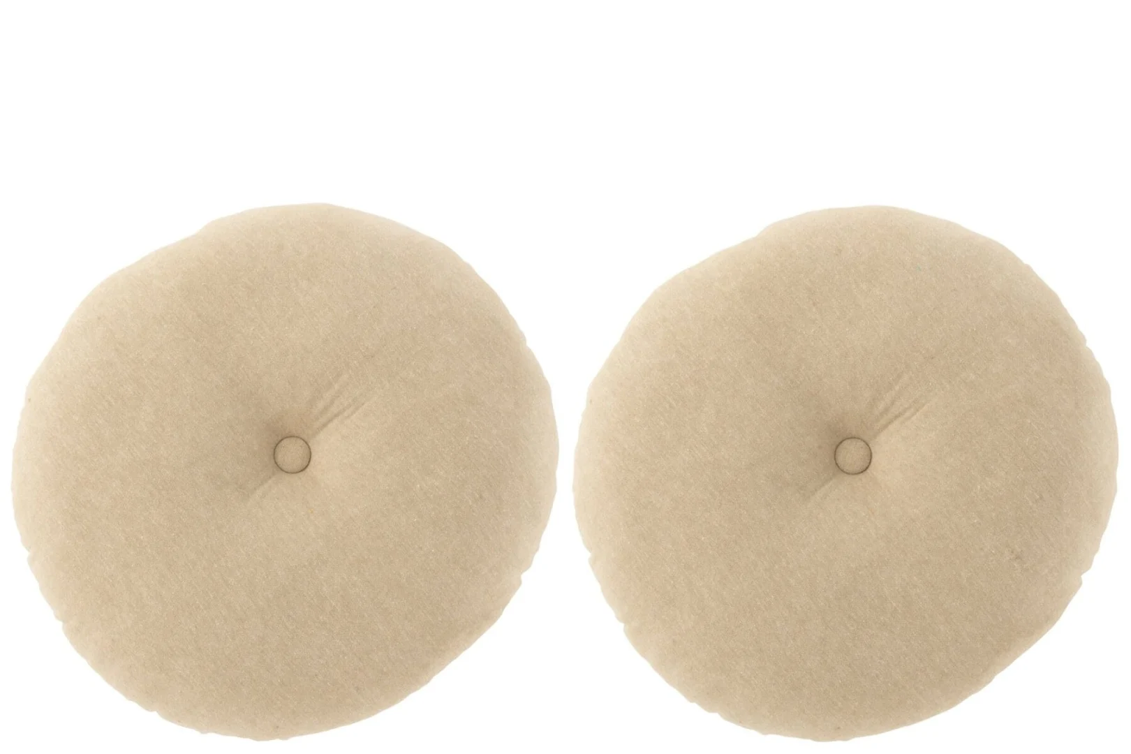 Kleeldio vloerkussens set van 2, rond 40x40 cm, beige katoen met knoopdetail en zachte vulling
