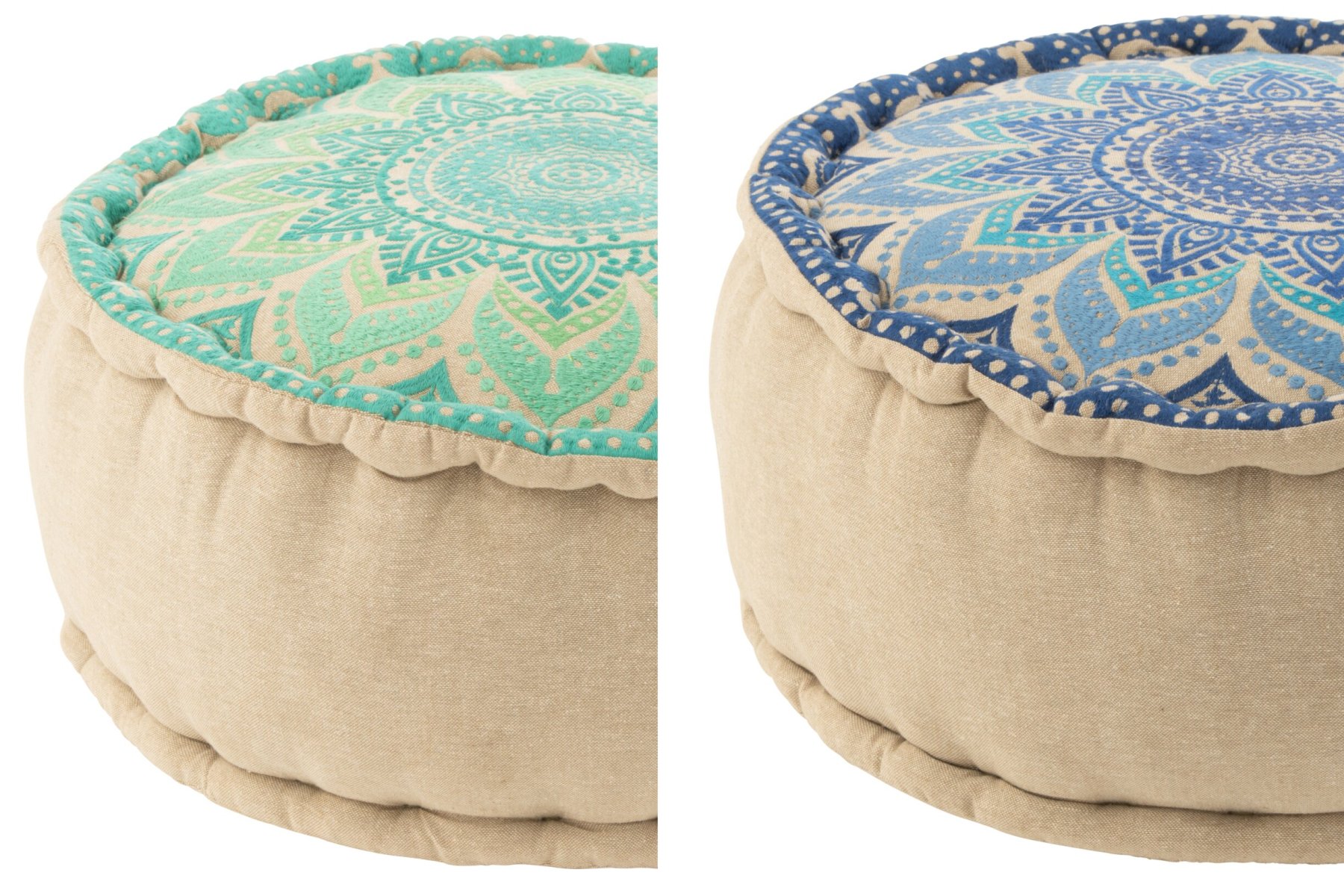 Poef Nundal Katoen Blauw - Set van 2