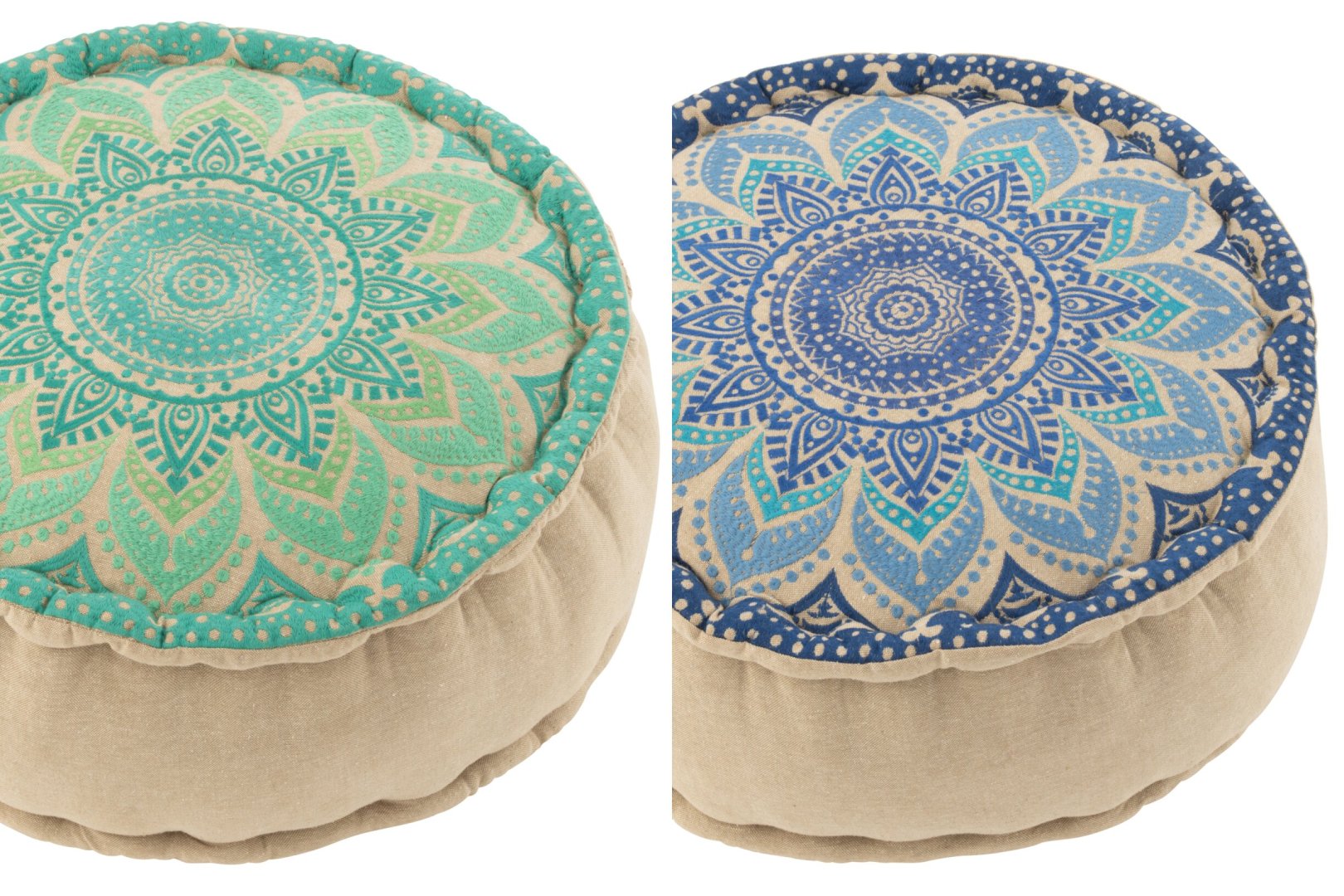 Poef Nundal Katoen Blauw - Set van 2 - Afbeelding 2