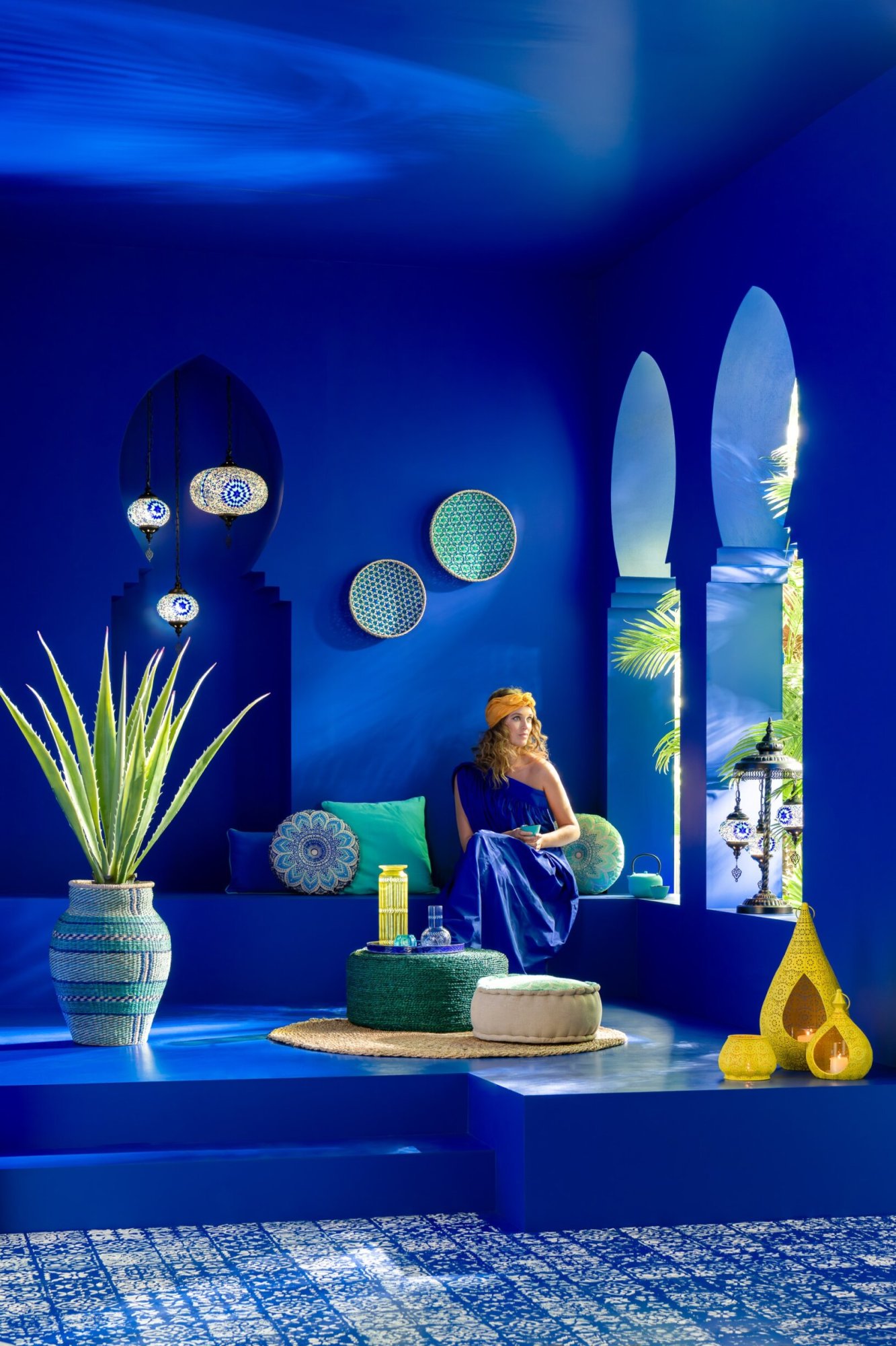 Poef Nundal Katoen Blauw - Set van 2 - Afbeelding 4