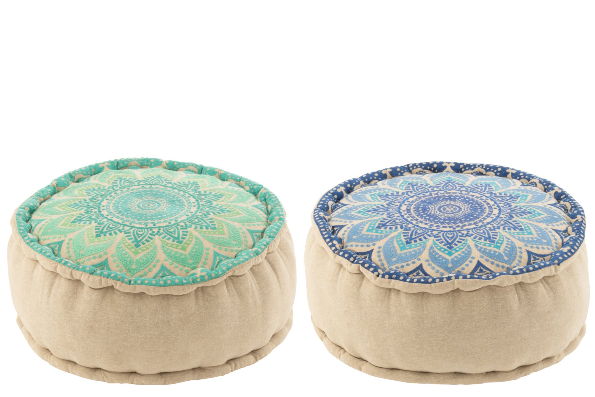 Poef Nundal Katoen Blauw - Set van 2 - Afbeelding 5