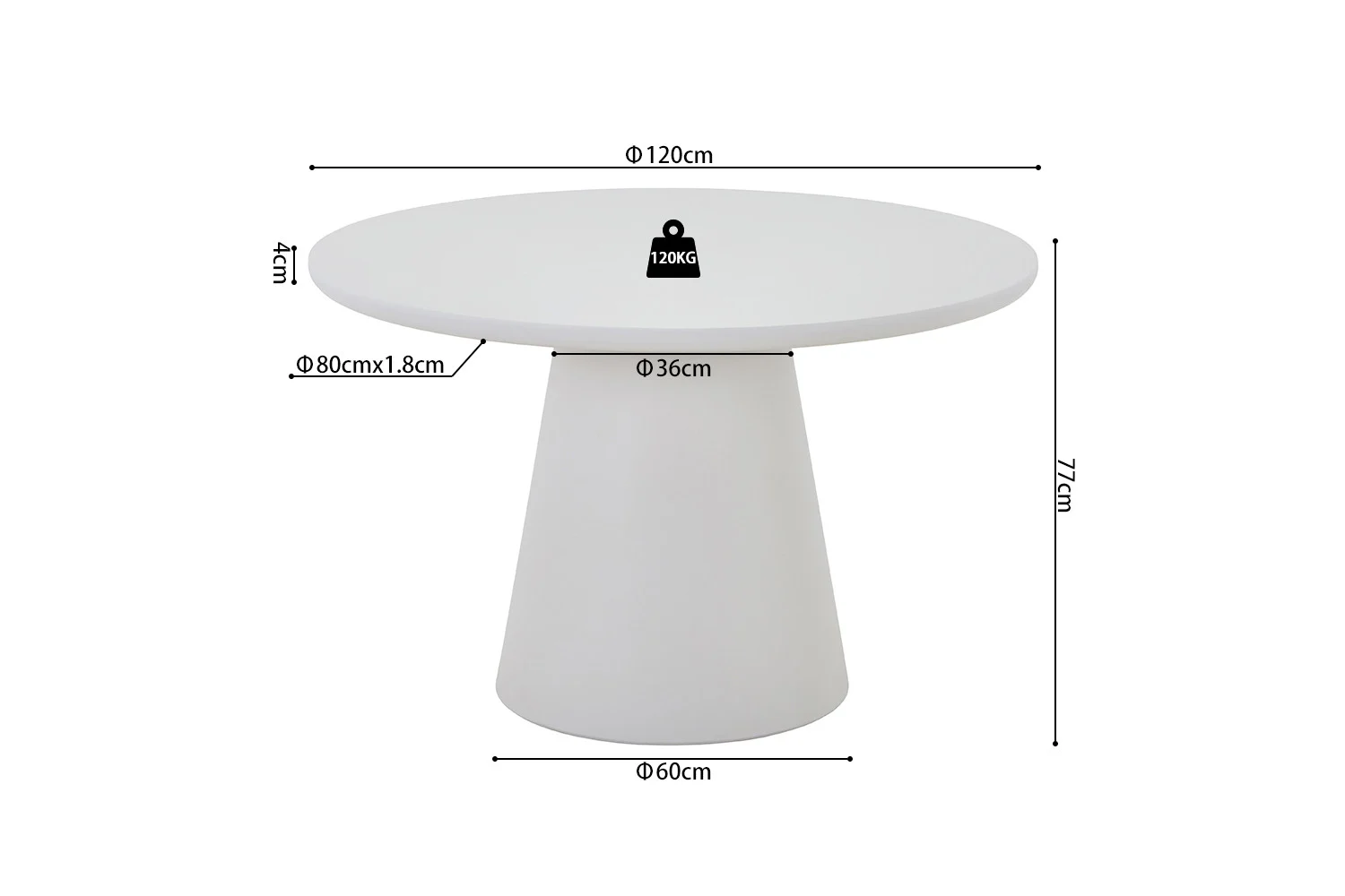 Tafel Prultena Beton 120 cm - Afbeelding 9