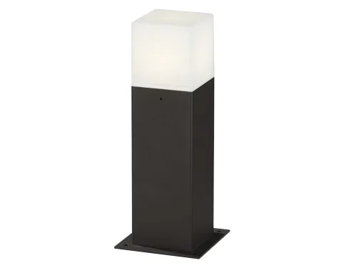 Buitenlamp Bronni antraciet, vierkante LED tuinlamp met witte kap en gegoten aluminium voet