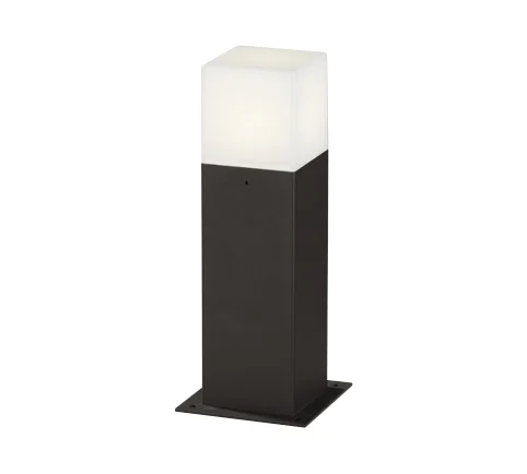 Buitenlamp Bronni antraciet, vierkante LED tuinlamp met witte kap en gegoten aluminium voet