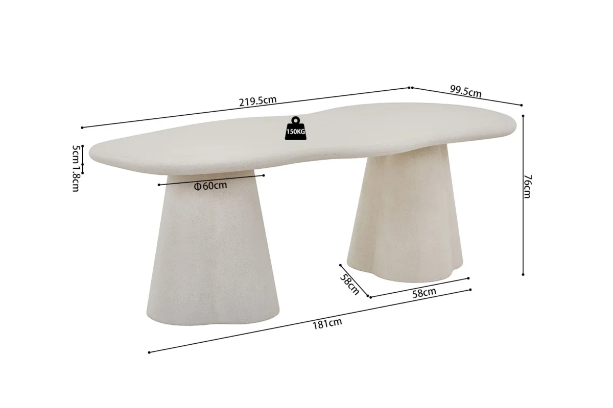 Eettafel Tafel Flalil 220 cm beton – foto 10
