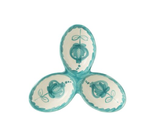 Schaal Stuvino keramiek, meerkleurig met turquoise patroon en druppelvormig ontwerp