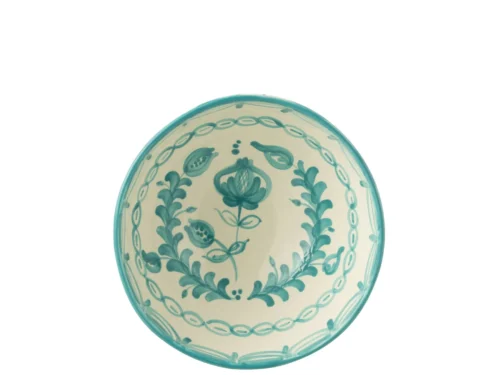 Kom Brermol keramieken kom met meerkleurig turquoise bloemmotief en hoog model