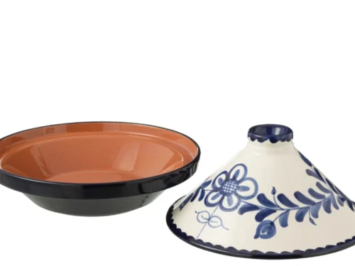 Woonaccessoire Groorir keramiek met wit-kobaltblauwe decoratie en compacte vorm