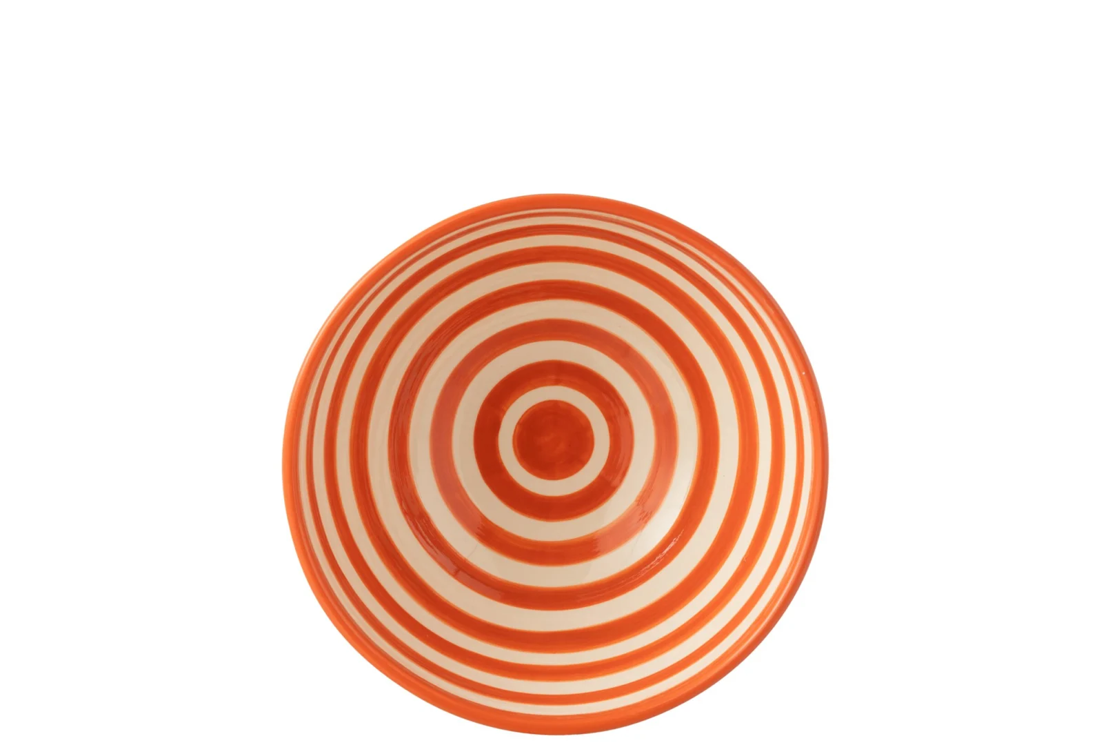 Kom Miltak keramiek schaal met oranje-witte strepen en hoog model, decoratief woonaccessoire
