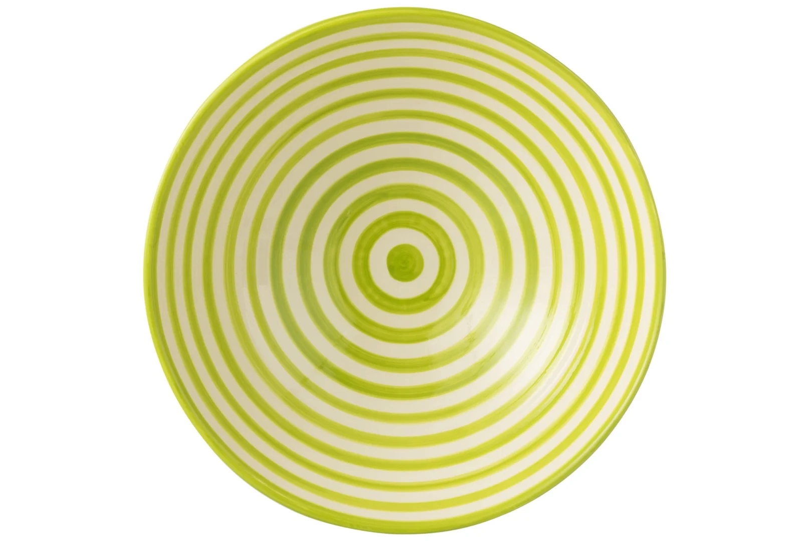 Kom Tordi keramiek meerkleurig met groene strepen en ronde vorm, decoratieve schaal voor tafel of dressoir