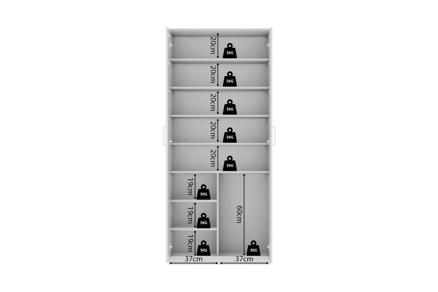 Schoenenkast Goollella Wit 80 cm - Afbeelding 7