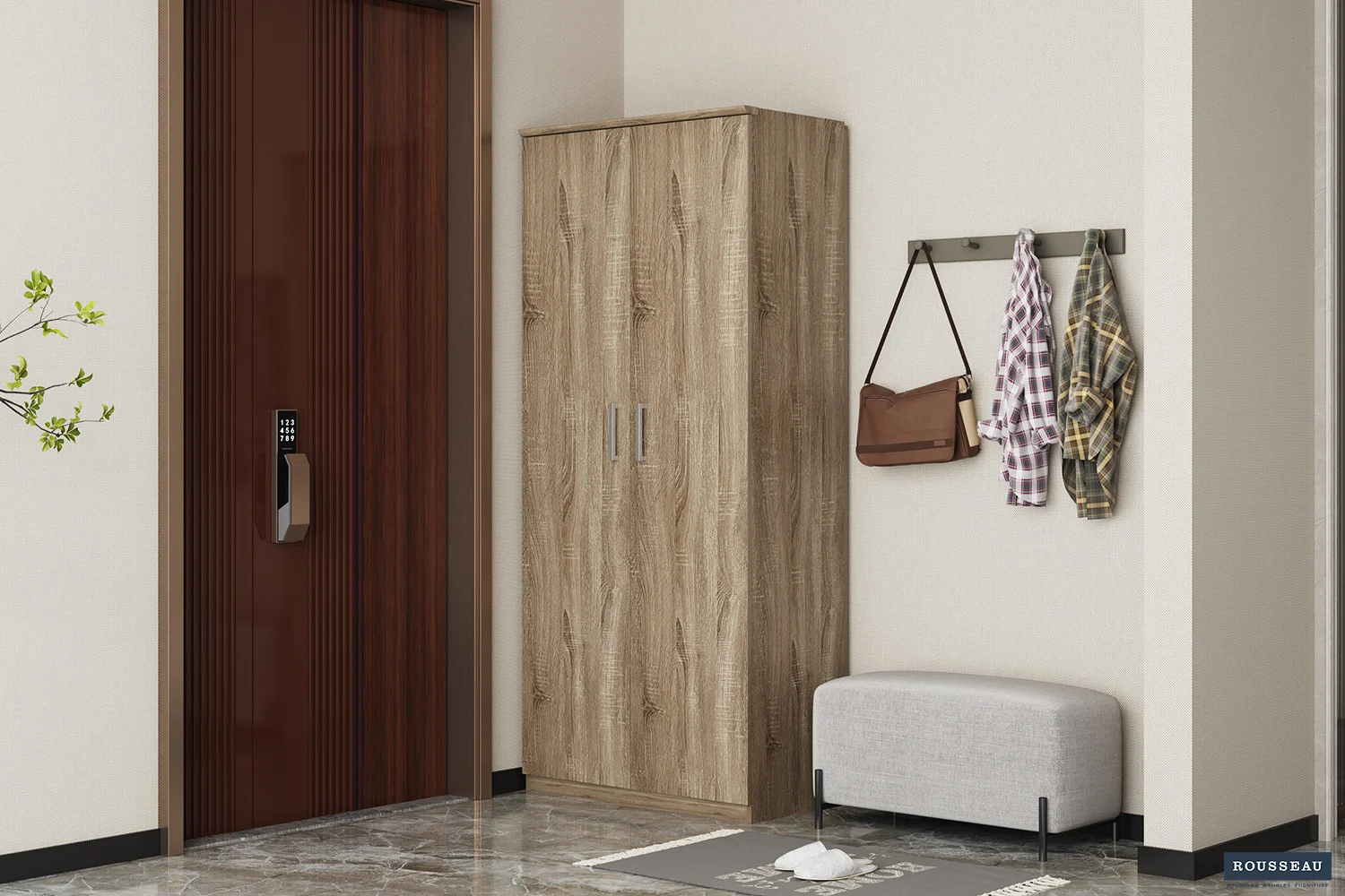 Schoenenkast Stedund 80 cm in houtlook, smal en hoog design voor een opgeruimde hal