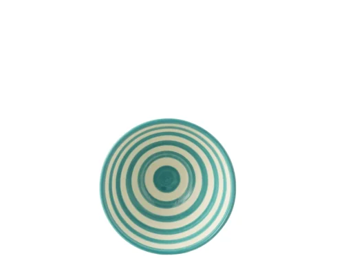 Kom Jaunter Keramiek Meerkleurig met turquoise strepen en ronde, compacte vorm