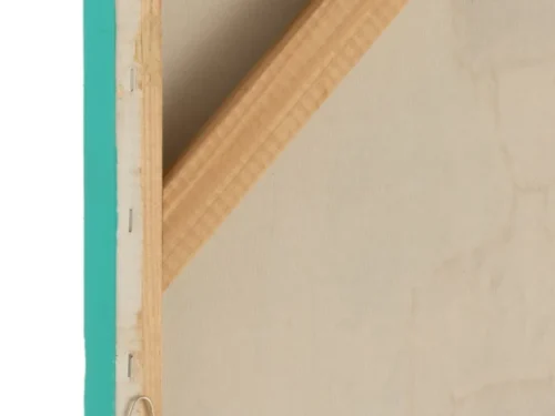 Schilderij Wageningen Meerkleurig met canvas, acryl en vurenhouten frame in turquoise en naturel tinten