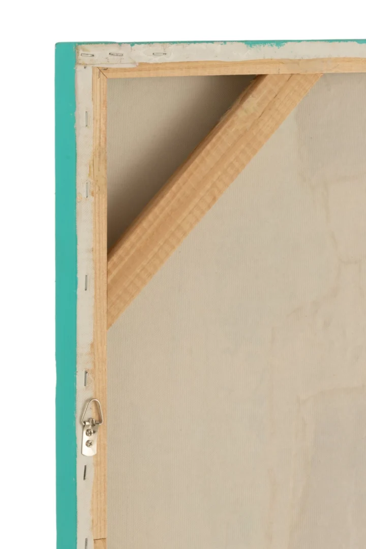 Schilderij Wageningen Meerkleurig met canvas, acryl en vurenhouten frame in turquoise en naturel tinten