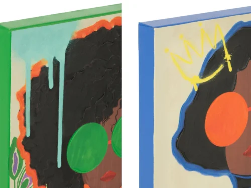 Schilderij Piendond meerkleurig set van 2 popart-canvasen met reliëf en felle accenten