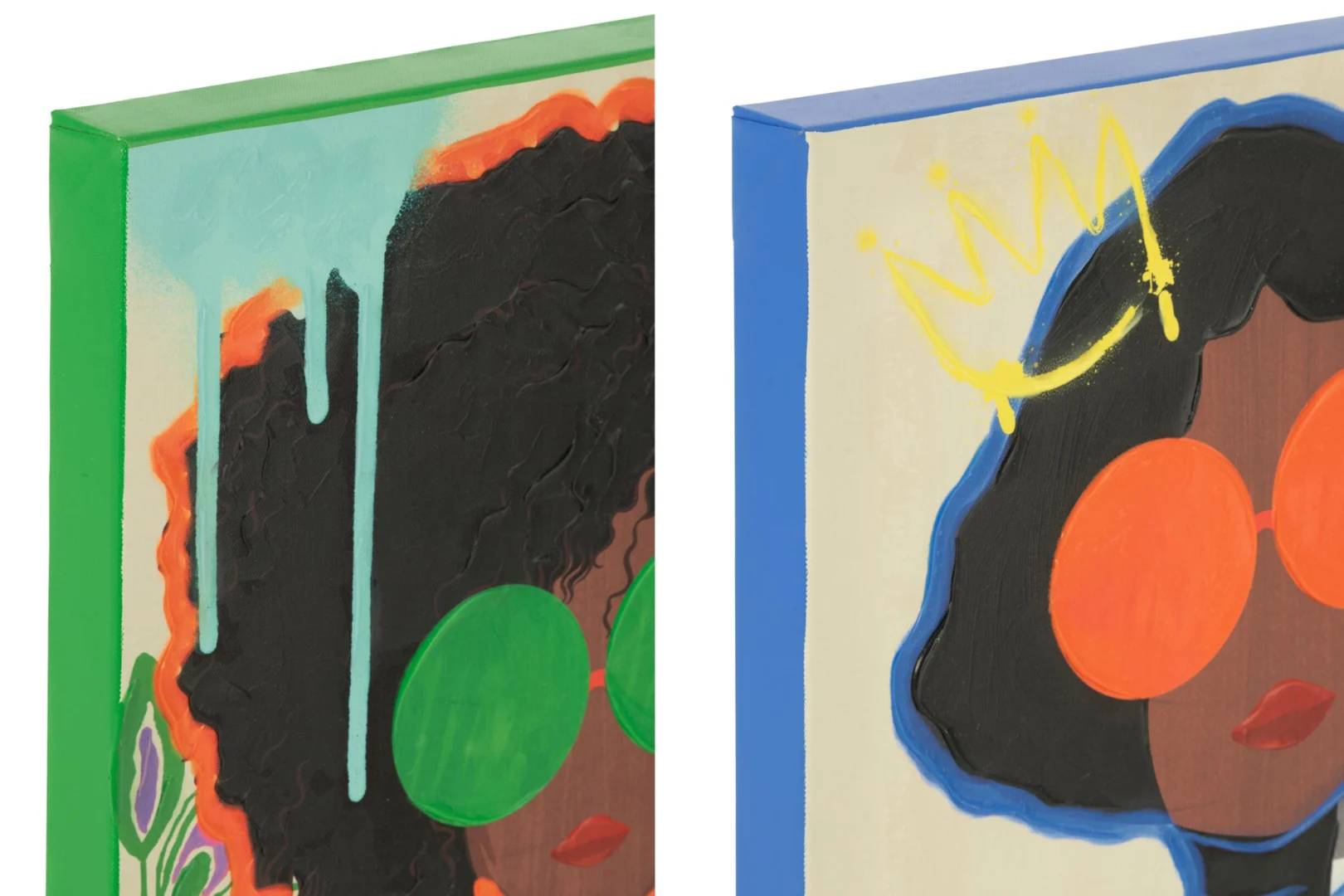 Schilderij Piendond meerkleurig set van 2 popart-canvasen met reliëf en felle accenten