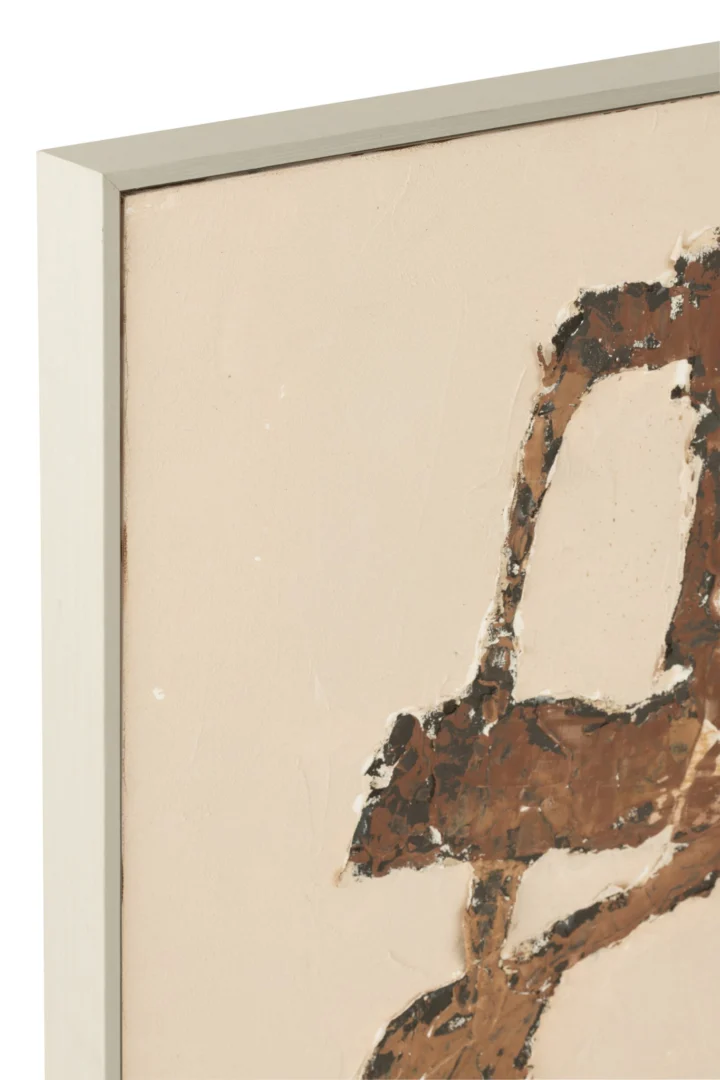 Schilderij Toomena meerkleurig met abstracte textuur in beige, bruin en zwart in houten lijst