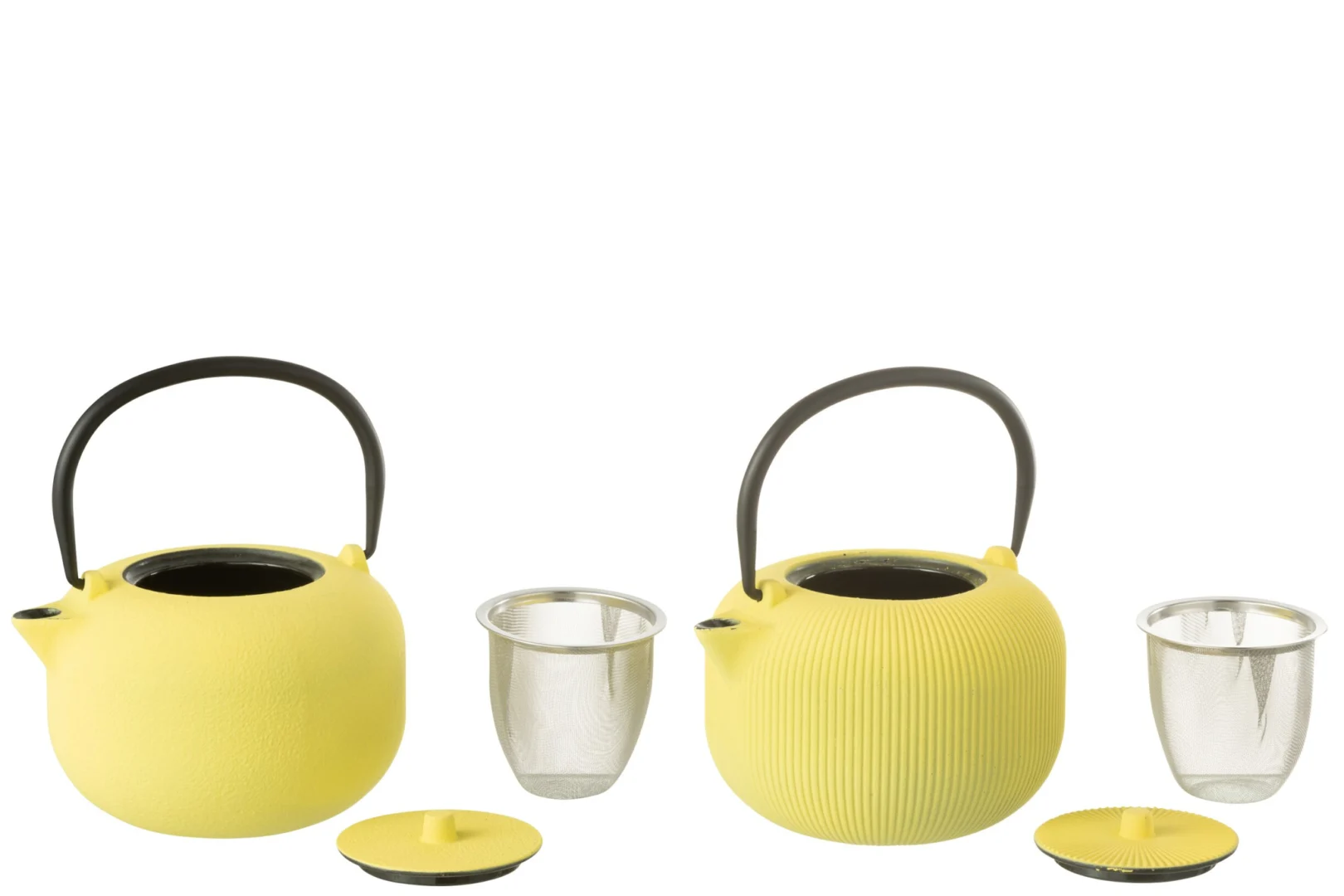 Theepot Kintea Metaal Geel met deksel, zeef en stoere gietijzeren uitstraling