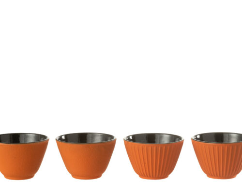 Opbergdoos Treenol Metaal Oranje, compacte oranje opbergdoos met glazuurafwerking en gietijzeren look