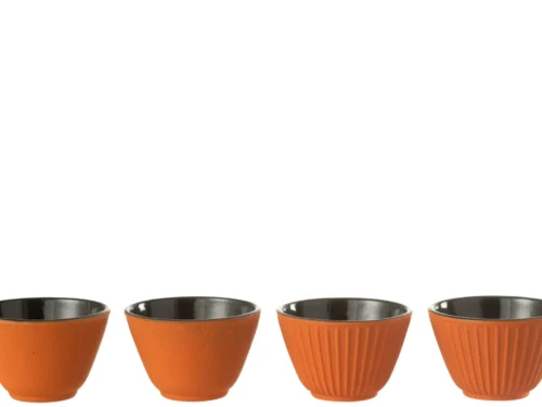 Opbergdoos Treenol Metaal Oranje, compacte oranje opbergdoos met glazuurafwerking en gietijzeren look