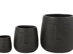 Bloempot Kloordane Vezelklei Zwart H42,5 cm - Set van 3
