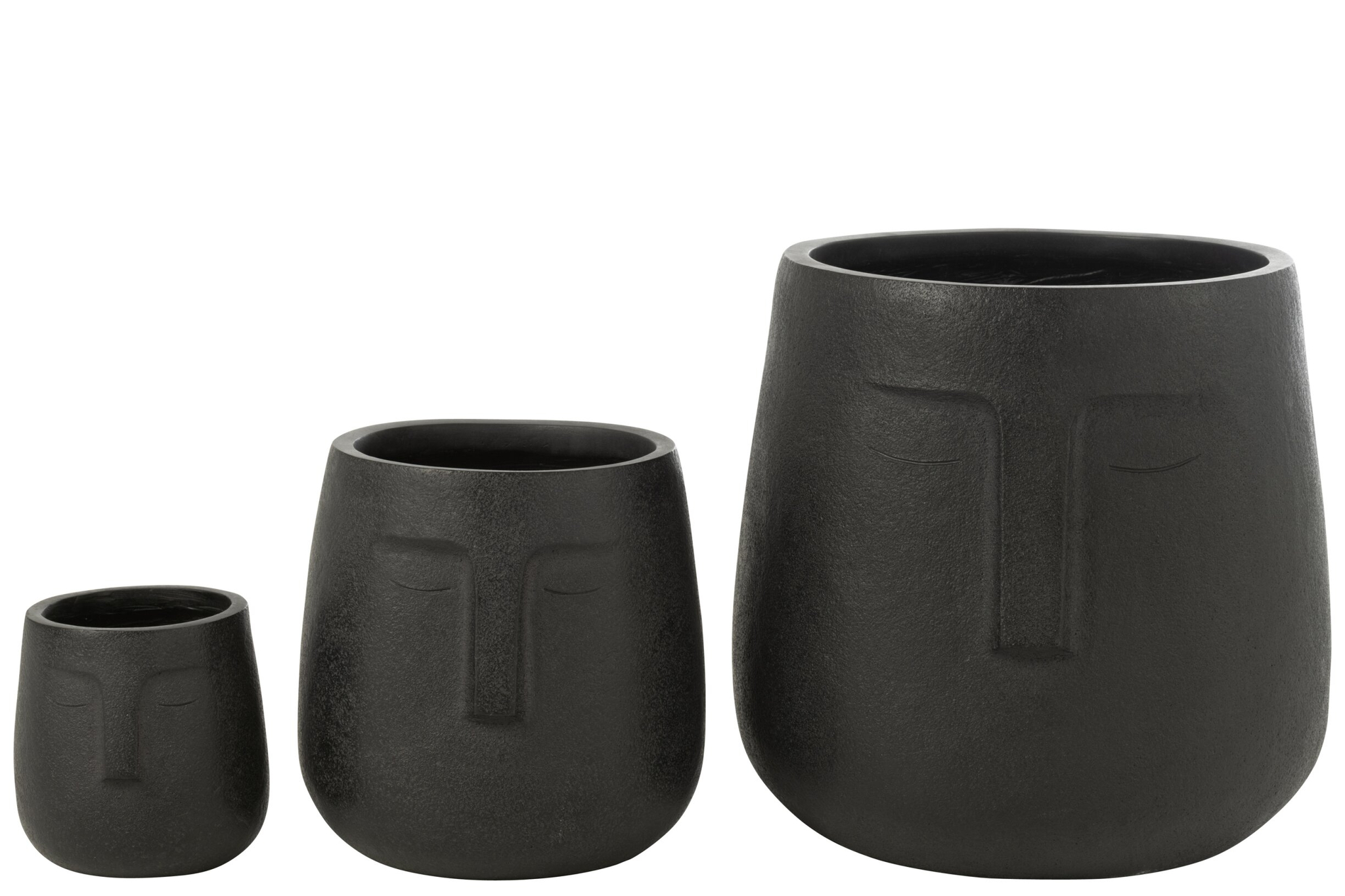 Bloempot Kloordane Vezelklei Zwart H42,5 cm - Set van 3