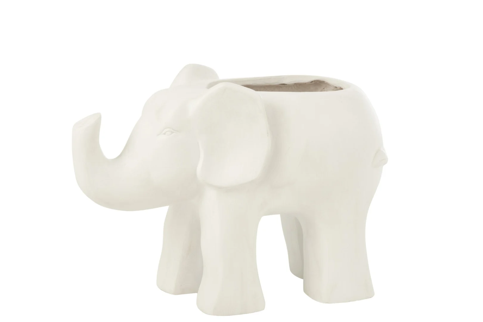 Witte Reillan bloempot van vezelklei in olifantvorm, stijlvol en stevig, H33,5 cm
