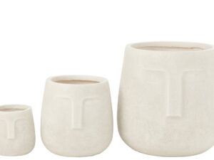 Bloempot Brobe Vezelklei Wit H42,5 cm - Set van 3