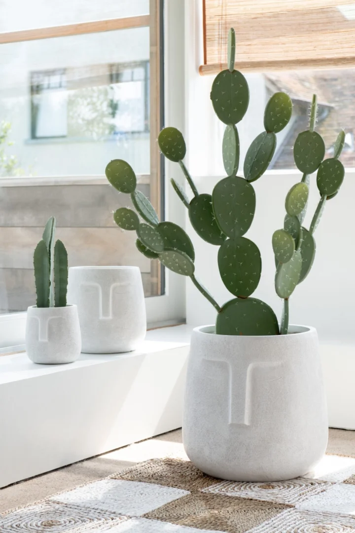 Bloempot Brobe Vezelklei Wit H42,5 cm - Set van 3 - Afbeelding 3