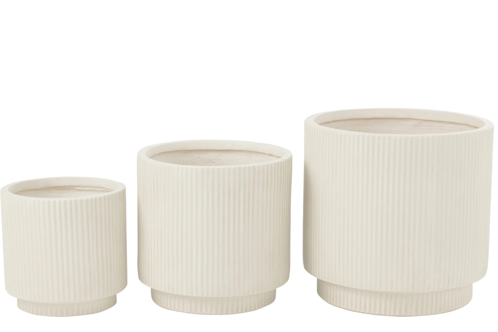 Bloempot Ronsak Vezelklei Wit set van 3, ribbelstructuur, modern en stevig, H37 cm and more