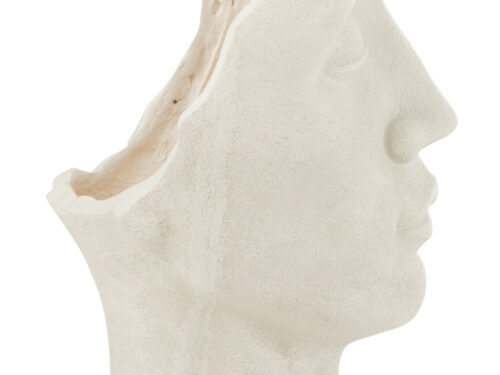 Witte hoge bloempot Traanes vezelklei met organische vorm, slank design en natuurlijke structuur, H70 cm