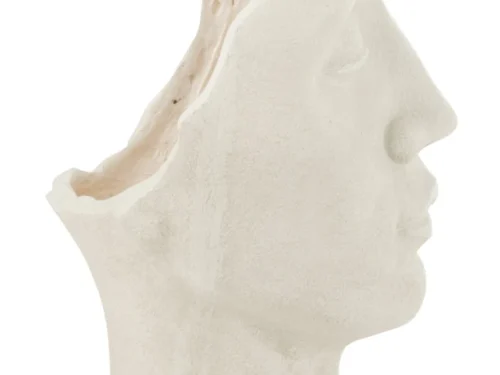 Witte hoge bloempot Traanes vezelklei met organische vorm, slank design en natuurlijke structuur, H70 cm