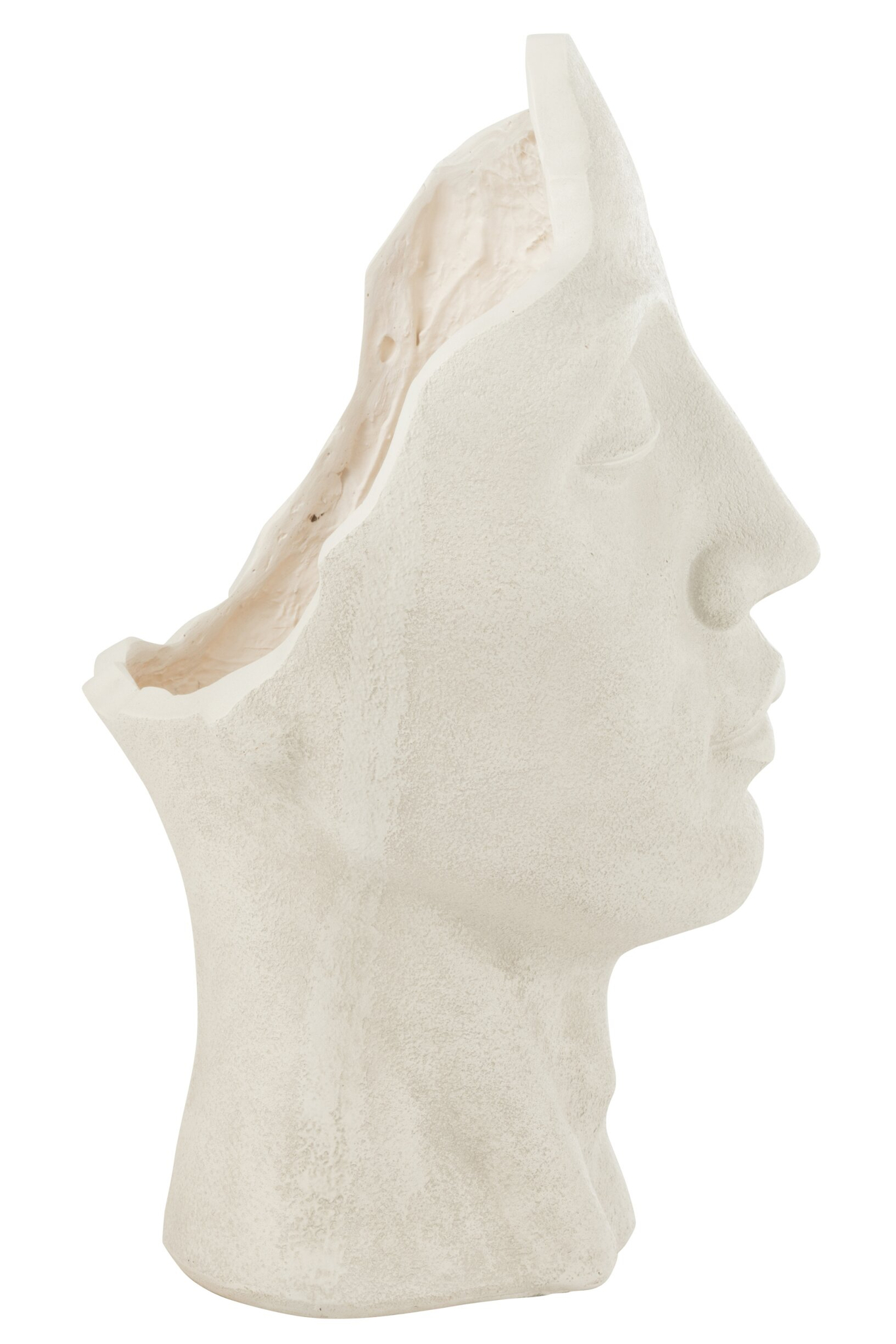 Witte hoge bloempot Traanes vezelklei met organische vorm, slank design en natuurlijke structuur, H70 cm