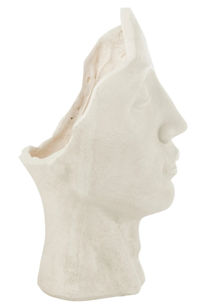 Witte hoge bloempot Traanes vezelklei met organische vorm, slank design en natuurlijke structuur, H70 cm