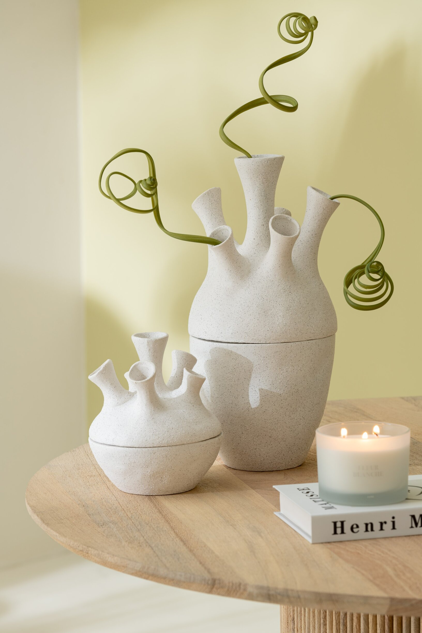 Vaas Pooltil Klei Wit H19,5 cm - Afbeelding 2
