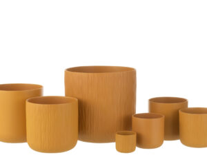 Bloempot Skudio Keramiek Geel H26 cm - Set van 2