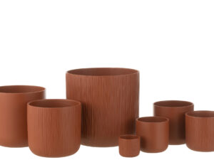 Bloempot Trosker Keramiek Bruin H26 cm - Set van 2