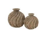 Ballonvaas Slanser polyresin meerkleurig met antieke look en laag, breed silhouet