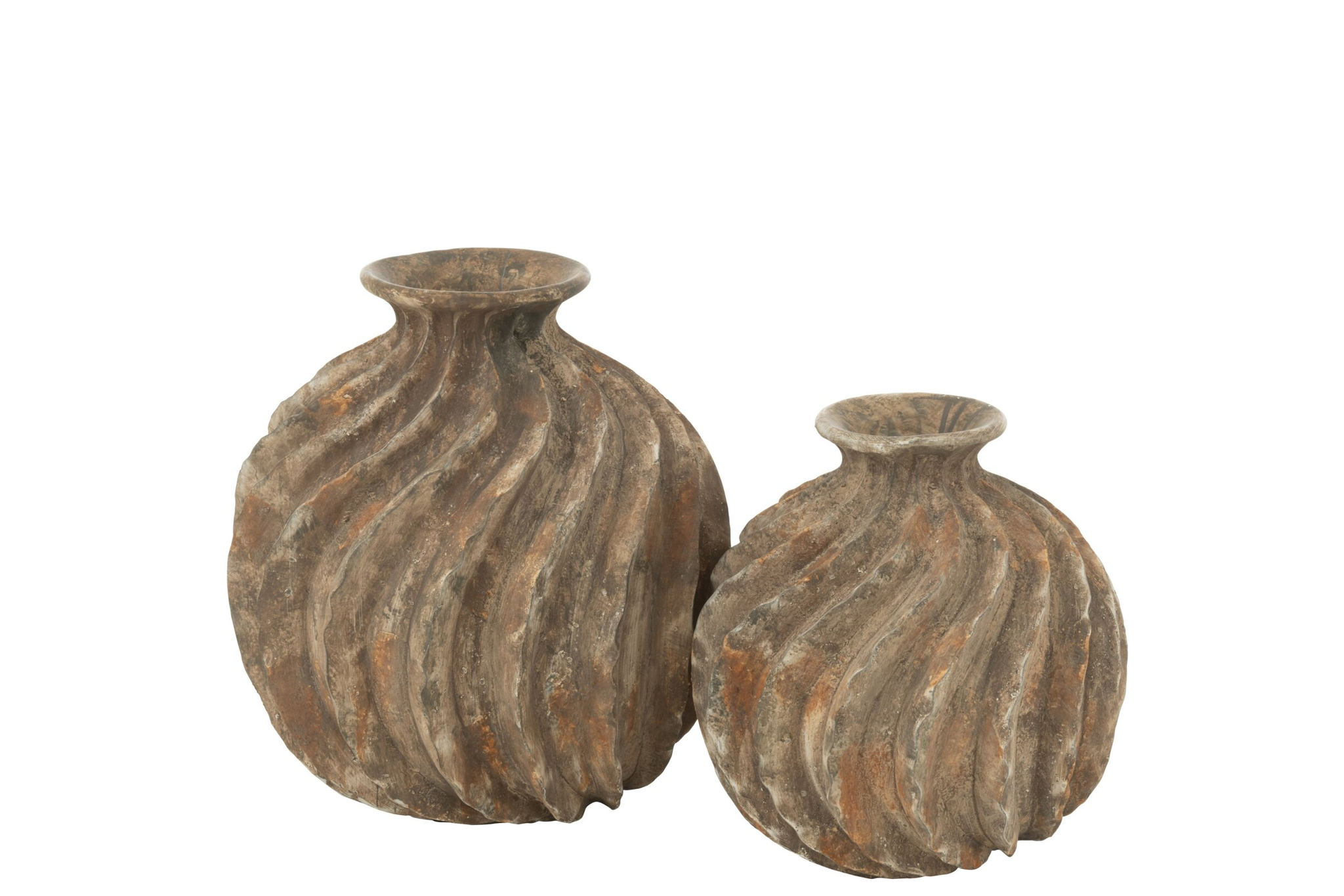 Ballonvaas Slanser polyresin meerkleurig met antieke look en laag, breed silhouet