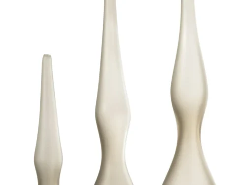 Set van 3 grijze Yara glazen vazen met lang smal fluitglas, 64 cm hoog en elegant gevormd