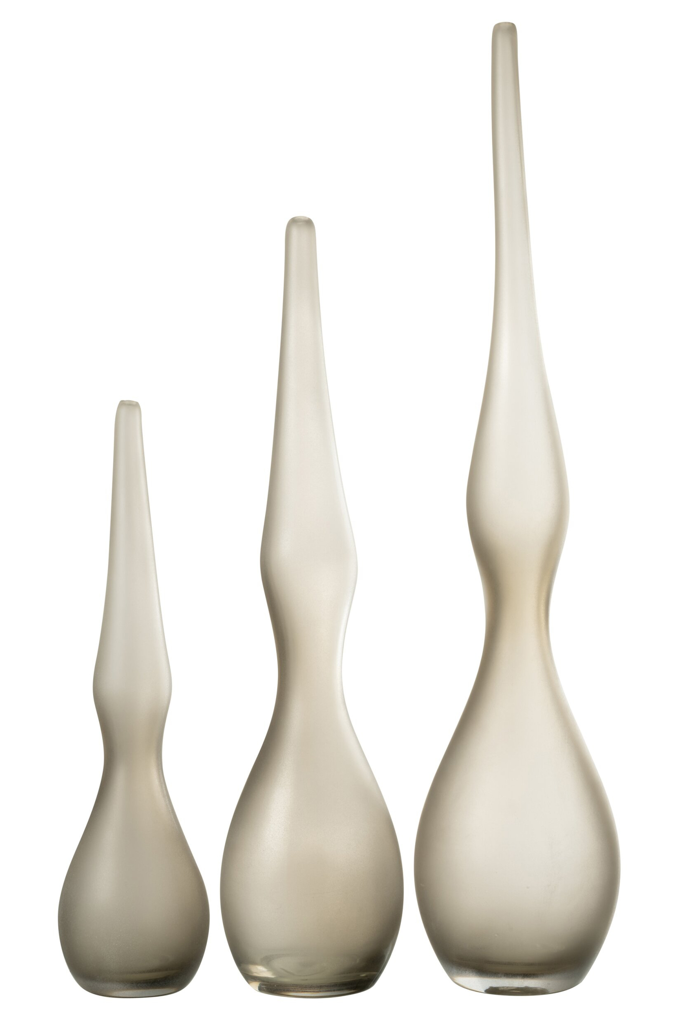 Vaas Rietone Glas Grijs H64 cm - Set van 3