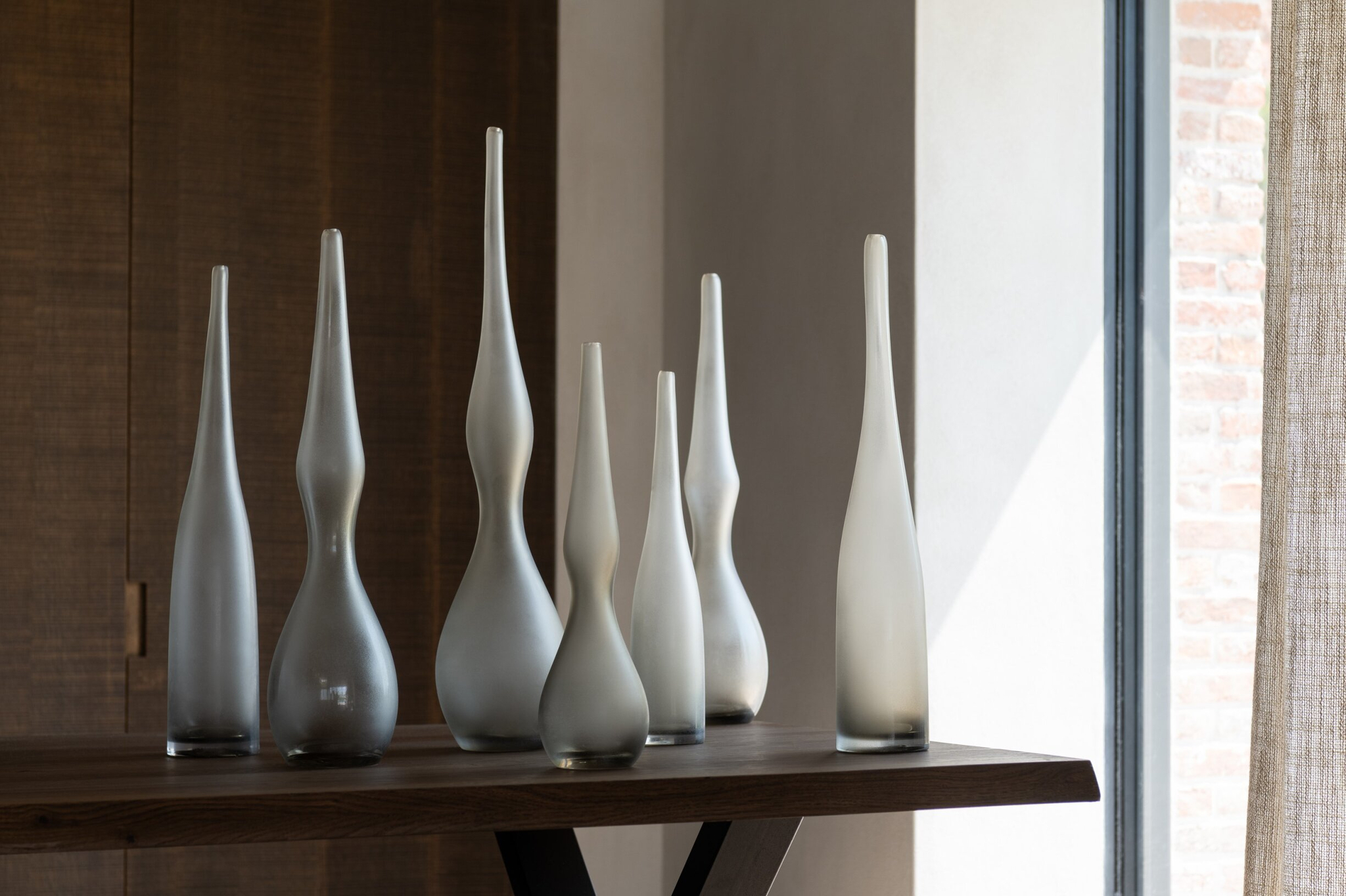 Vaas Rietone Glas Grijs H64 cm - Set van 3 - Afbeelding 2