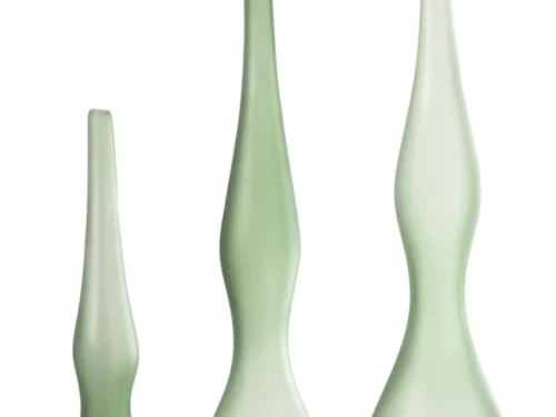 Vaas Milaan glas groen, set van 3, slanke fluitvormige vazen H64 cm voor een stijlvol interieuraccent