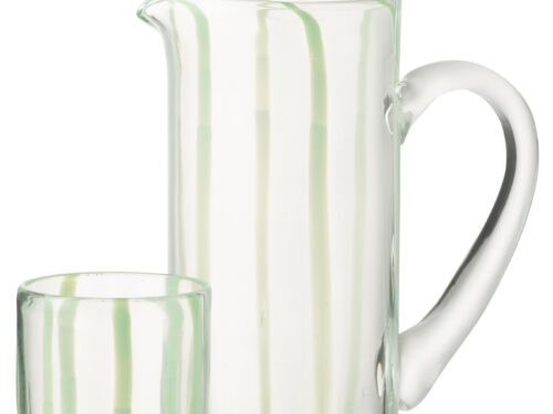 Karaf Pralio glas groen met bijpassend glas, slank design en elegante transparante afwerking