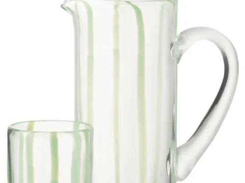 Karaf Pralio glas groen met bijpassend glas, slank design en elegante transparante afwerking