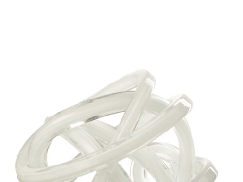 Gintor glazen presse-papier wit/transparant, abstracte knoopvorm met stijlvolle, zware uitstraling