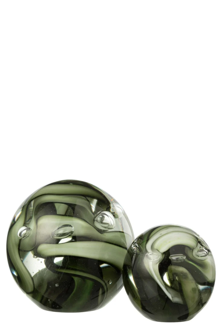 Hikena glazen presse-papier bruin met ronde vorm en decoratieve, compacte uitstraling