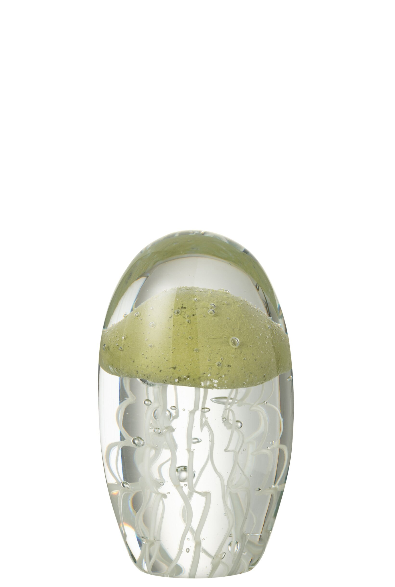 Presse-papier Klieband glas groen met compacte, druppelvormige vorm en subtiele bubbels